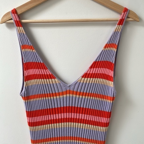 Seafolly sundancer ribbed Knit Cover-Up Maxi Dress sleeveless striped size S - Picture 9 of 14